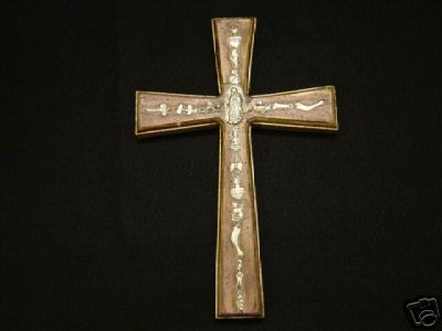 Mexican Folk Art Wooden Milagros Cross  
