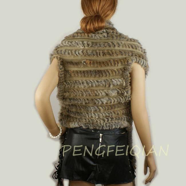 farms Rex Rabbit Fur Knitted Vest Coat Jacket Shawl Fashion with 