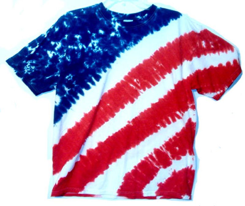   Red White & Blue AMERICAN FLAG Hand dyed TIE DYE T Shirt S M L 2X & 3X
