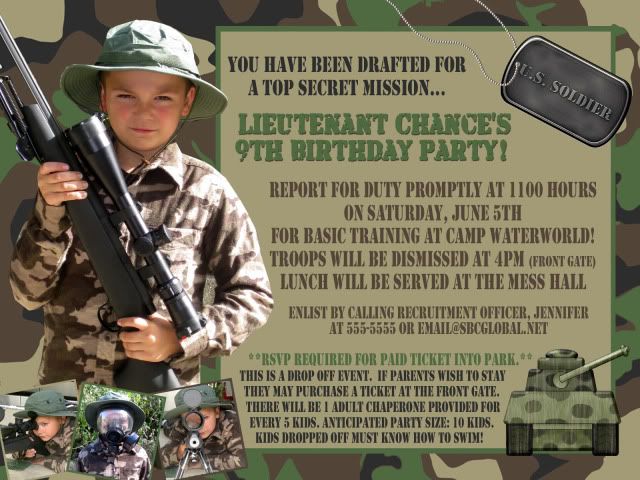 Desert Camo Camouflage Birthday Invitation Military  