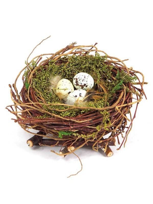 Twig Branch Moss Decorative Bird Nest Speckled Eggs Lifelike 