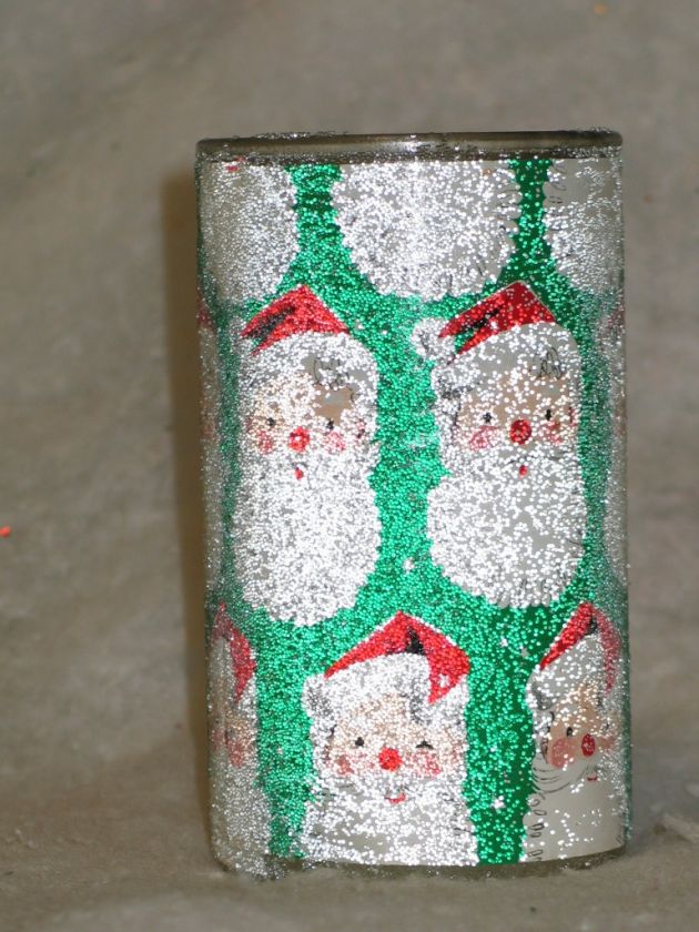 Vintage Christmas Sugar Coated Glass Santa Glow Candle 5 T1  
