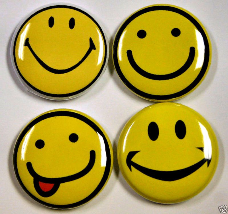 SMILEY HAPPY FACE Novelty Buttons Pins Badges 1 inch  