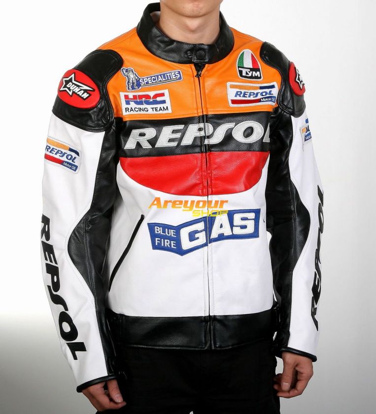 Men Moto GP Motorcycle leather jacket Rider Motorbike S/M/L/XL/XXL 