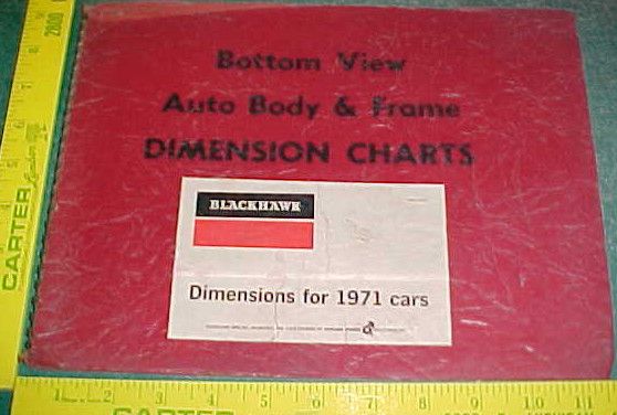 1971 BLACKHAWK AUTO BODY/FRAME DIMENSION CHARTS MANUAL  