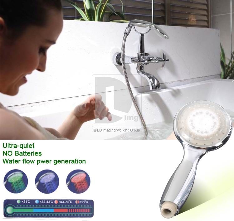Color RGB LED Light Glow Shower Handle Bar Head Bathroom Water 