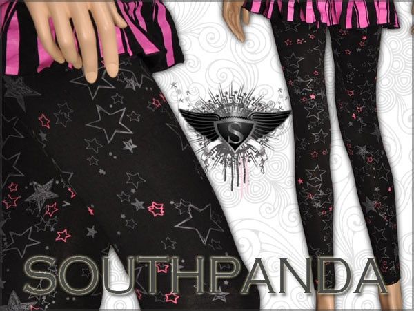 SL244 Punk Rock Star Pattern Tights Pants Leggings  