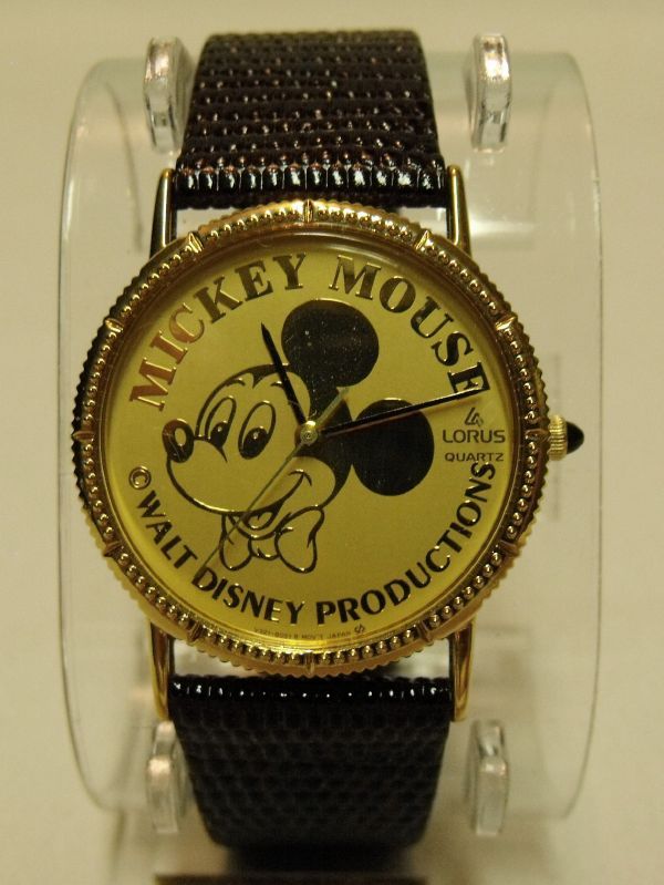 VHTF NIB Vintage DISNEY Mickey Mouse Lorus Quartz Gold Coin Watch 