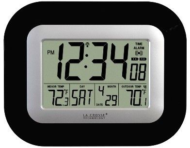   WS 8115U B Large Display Atomic Digital Clock w/Indoor & Outdoor Temp