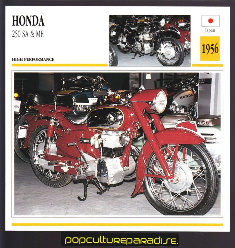 1956 HONDA 250 SA & ME Motorcycle ATLAS PHOTO SPEC CARD  