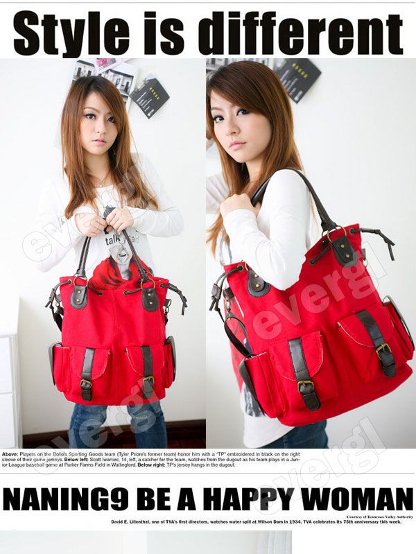   Fashion Womens Canvas Leisure Big Bag Handbag Shoulder Bag 4 Colors