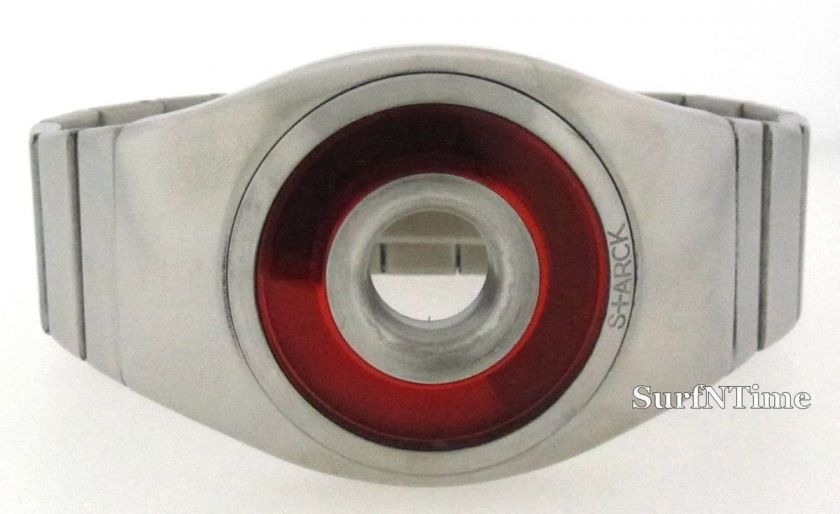 RARE Philippe Starck by Fossil Silver Steel Orange O Ring Digital 