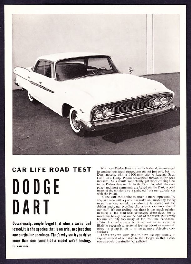 1961 Dodge Dart Sedan Road Test & Technical Data  