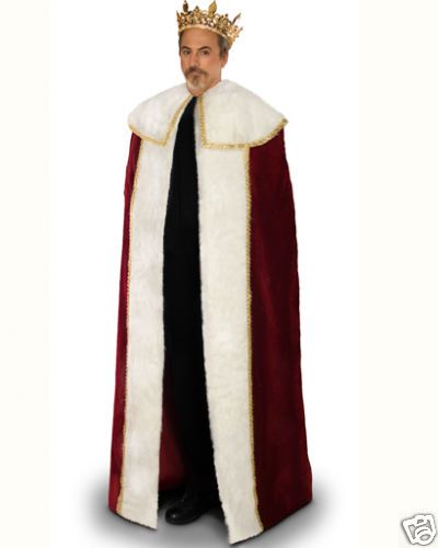 Rhinestone Mens Crown + Kings Cloak Medieval Costume  